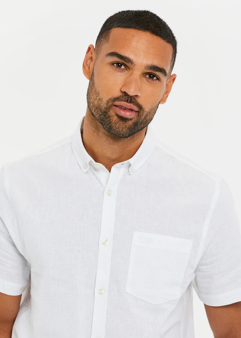 Threadbare White Dragon Cotton-Linen Blend Short-Sleeve Shirt - L Image 4