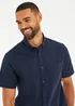 Threadbare Navy Dragon Cotton-Linen Blend Short-Sleeve Shirt - XL Image 4