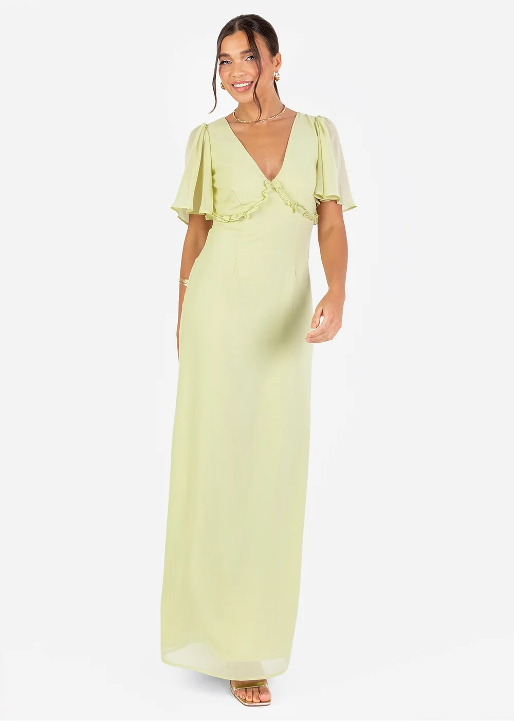 Anaya With Love Recycled Spring Green V Neck Maxi Dress - 14 Image 1