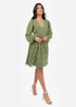 Lovedrobe Khaki Long Sleeve Floral Burn Out Mini Dress - 26 Image 1