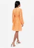 Lovedrobe Orange Puff Sleeve V-Neck Shirred Waist Mini Dress - 18 Image 2