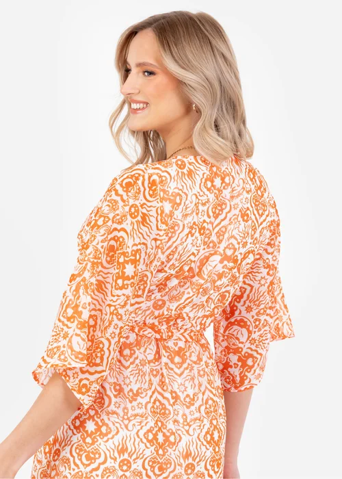 Lovedrobe Orange Kimono Sleeve Faux Wrap Midaxi Dress - 22 Image 4