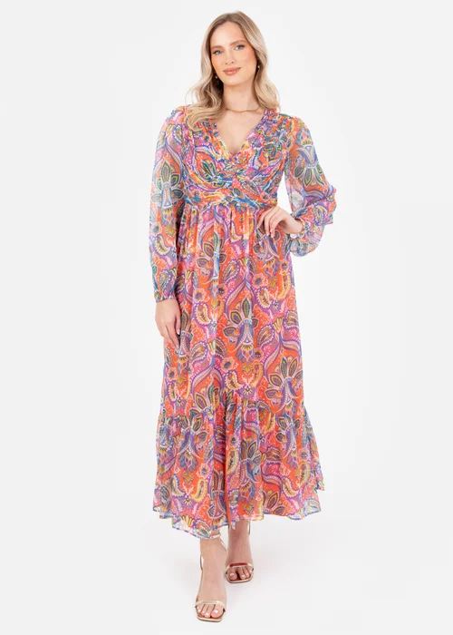 Lovedrobe Multi V-Neck Blouson Sleeve Gathered Midaxi Dress - 12 Image 1