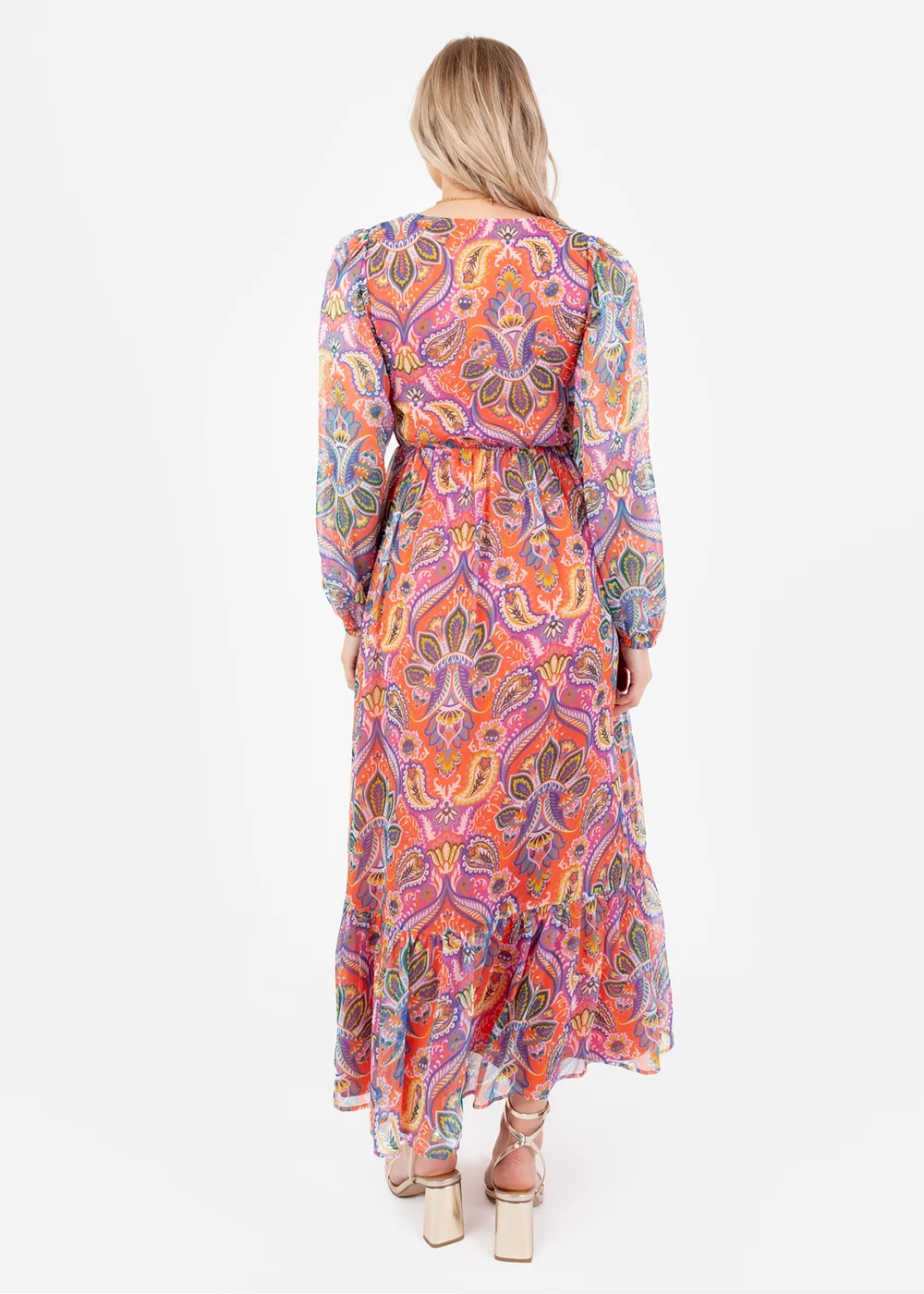 Lovedrobe Multi V-Neck Blouson Sleeve Gathered Midaxi Dress - 12 Image 2