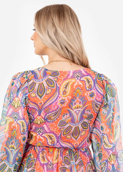 Lovedrobe Multi V-Neck Blouson Sleeve Gathered Midaxi Dress - 12 Image 4