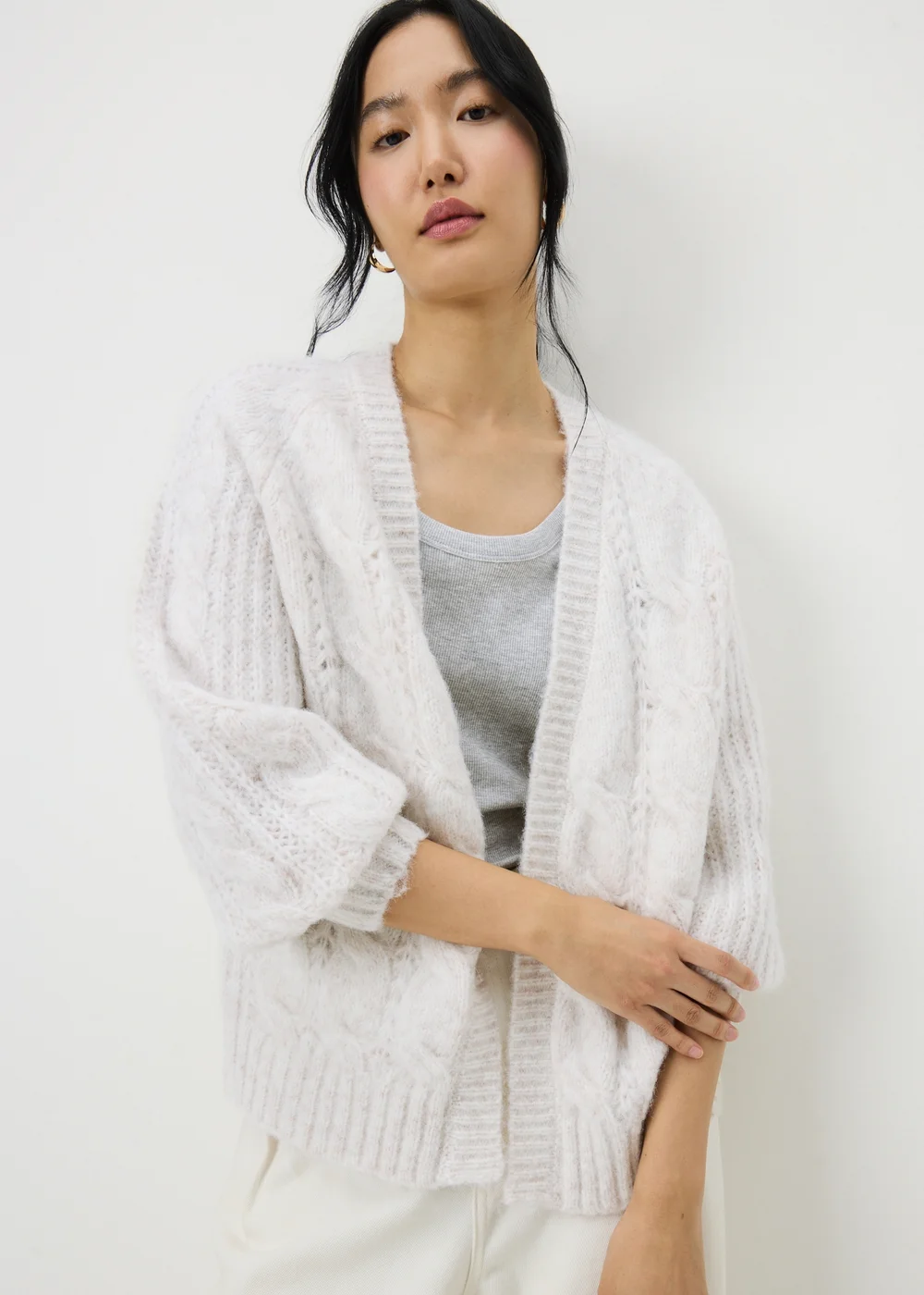 Oatmeal Cable Knit Cardigan - XXXL Image 2