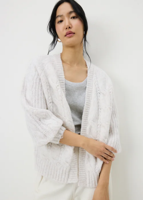 Oatmeal Cable Knit Cardigan - XXXL Image 2