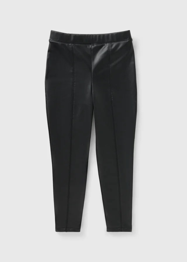 Girls Black Faux Leather Leggings (7-15yrs)