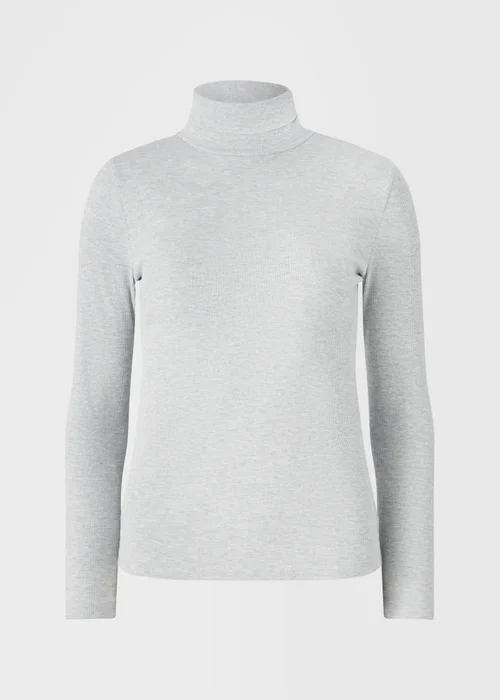 Grey Roll Neck Ribbed Top - Size 12 Image 4