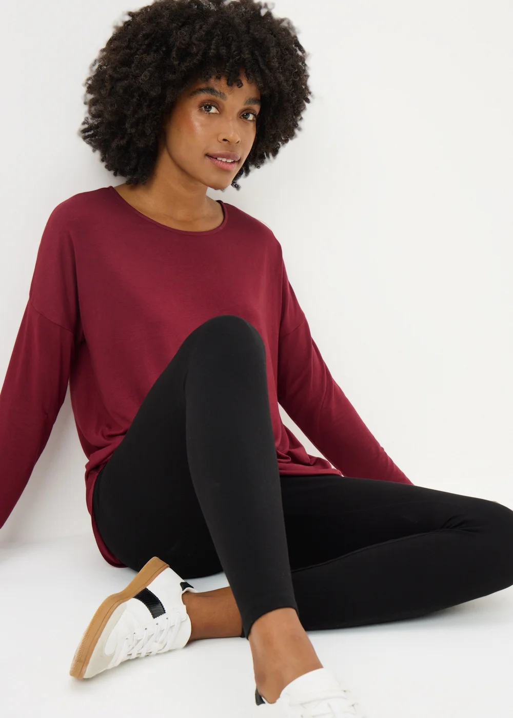 Burgundy Relaxed Long Sleeve Top - Extra Large Image 1