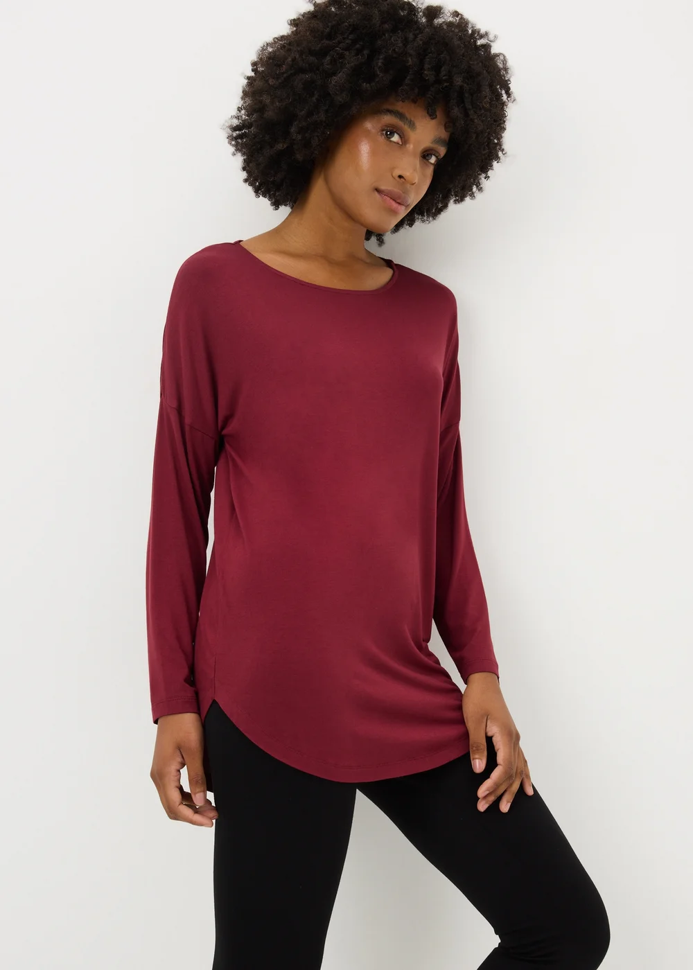 Burgundy Relaxed Long Sleeve Top - Extra Large Image 2