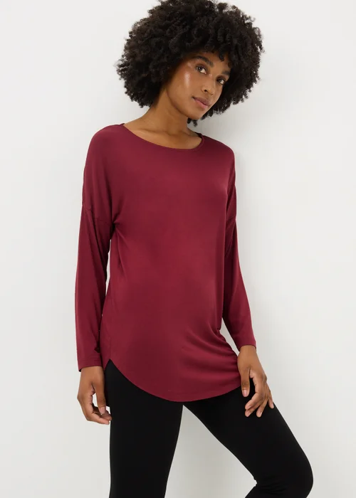 Burgundy Relaxed Long Sleeve Top - Extra Large Image 2