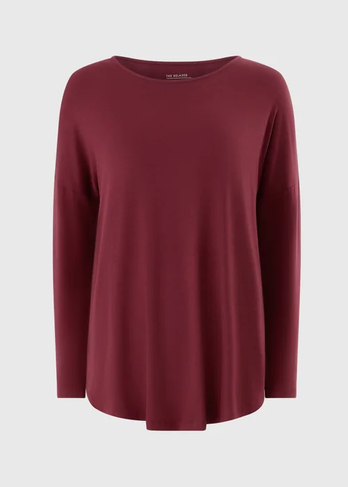 Burgundy Relaxed Long Sleeve Top - Extra Large Image 4