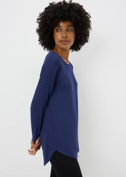 Navy Relaxed Fit Long Sleeve Top - Small Image 2