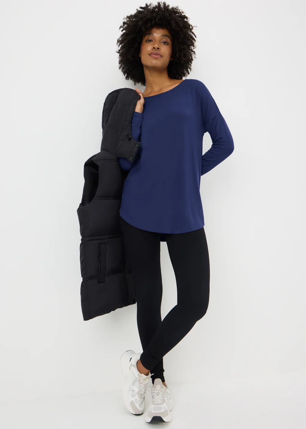 Navy Relaxed Fit Long Sleeve Top - Small Image 1