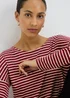 Burgundy Longline Striped T-shirt - Small Image 3