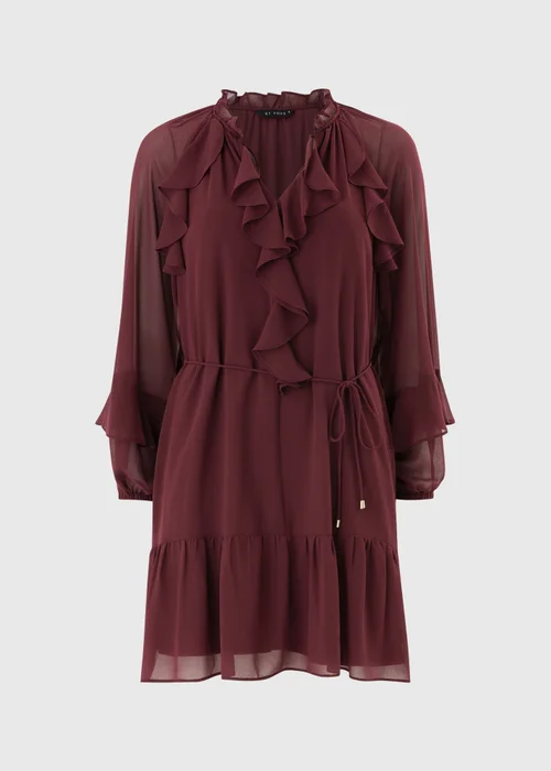 Et Vous Burgundy Frill Sleeve Boho Mini Dress - 14 Image 4