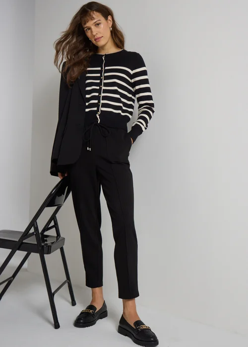 Et Vous Black Mono Stripe Button Cardigan - 12 Image 1