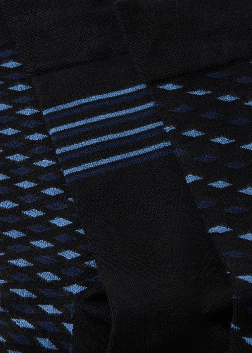 3 Pack Blue Modal Paterned Socks - Sizes 6 - 8.5 Image 2