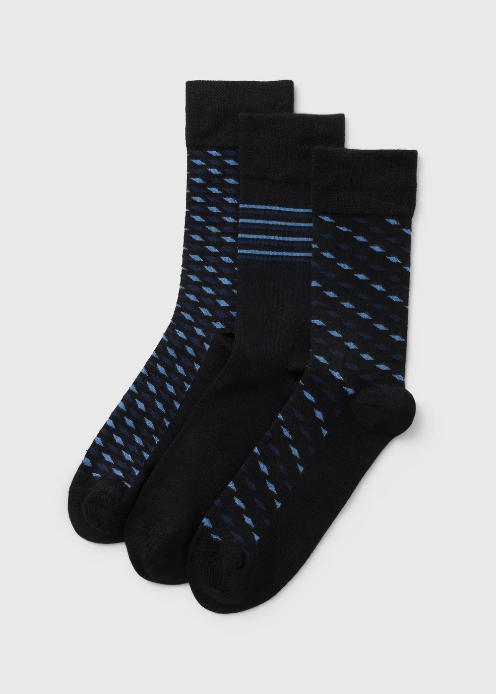 3 Pack Blue Modal Paterned Socks - Sizes 6 - 8.5 Image 1
