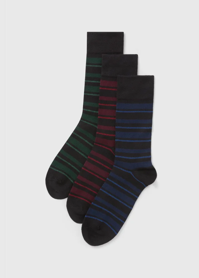 3 Pack Multicolour Stripe Modal Socks