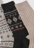3 Pack Grey Fairisle Boot Socks - Sizes 6 - 8.5 Image 2
