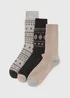 3 Pack Grey Fairisle Boot Socks - Sizes 6 - 8.5 Image 1
