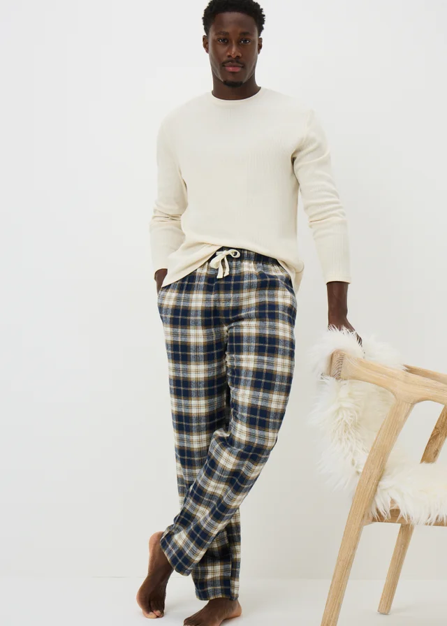 Stone Waffle Brushed Check Pyjama Set