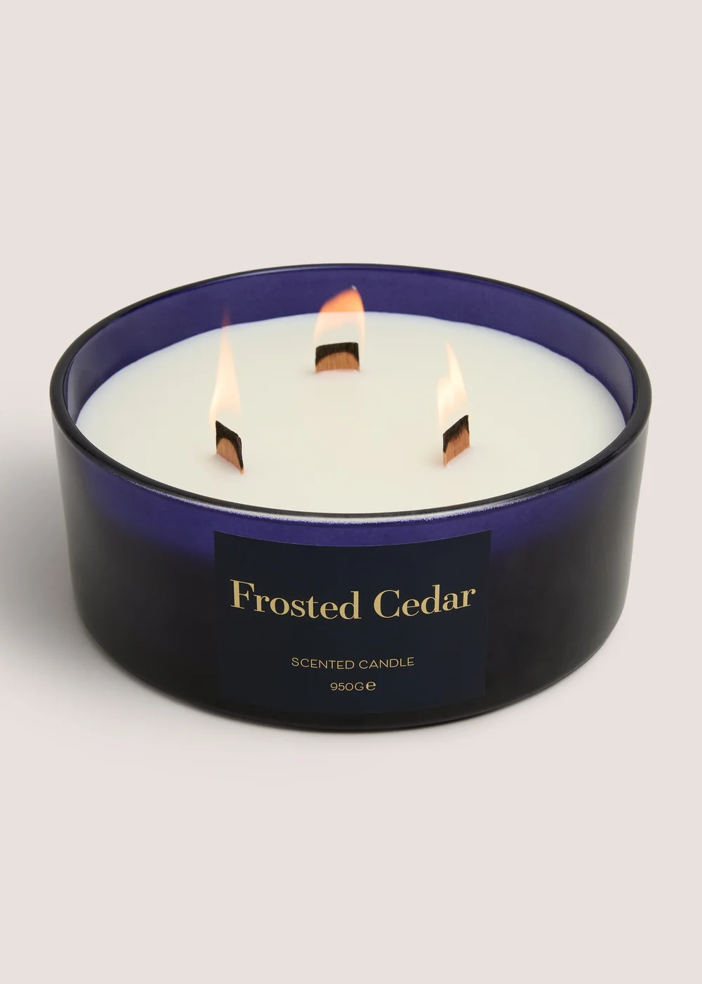 Navy Frosted Cedar Wooden Wick Candle Image 1