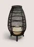 Black Bamboo Rattan LED Lantern Image 1