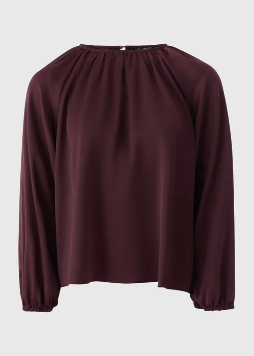 Et Vous Burgundy Satin Long Sleeve Blouse - Size 8 Image 4