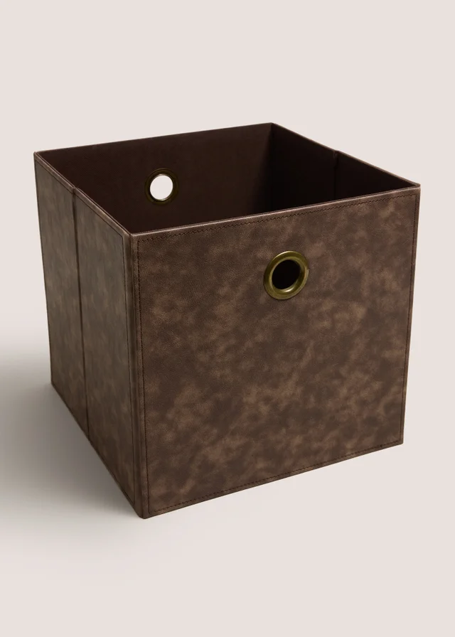 Brown Faux Leather Storage Box