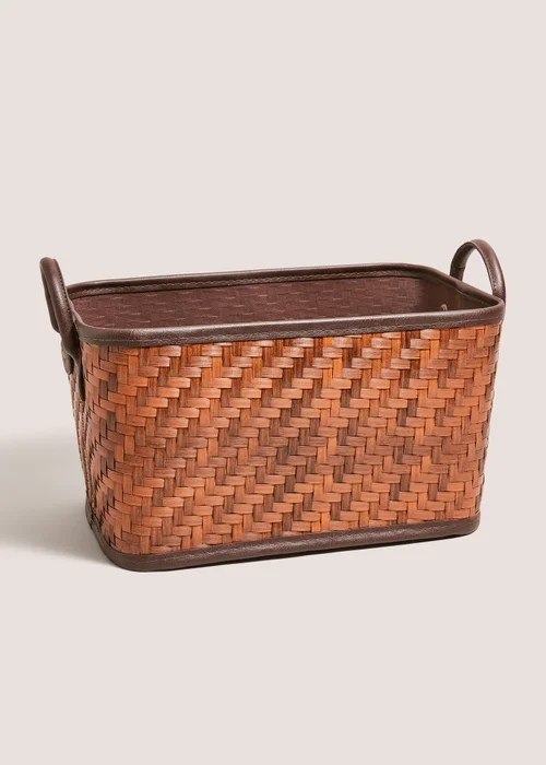 Brown Woven Small Storage Basket Image 1