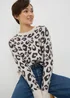 Cream Animal Print Jacquard Jumper - Extra small Image 1