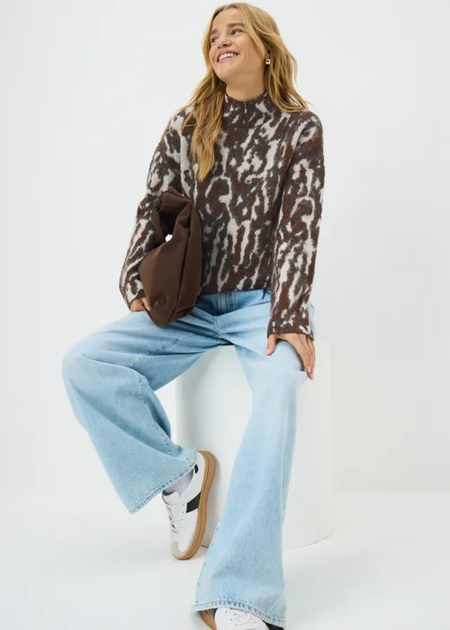 Brown Jacquard Mark Jumper - 3XL Image 1
