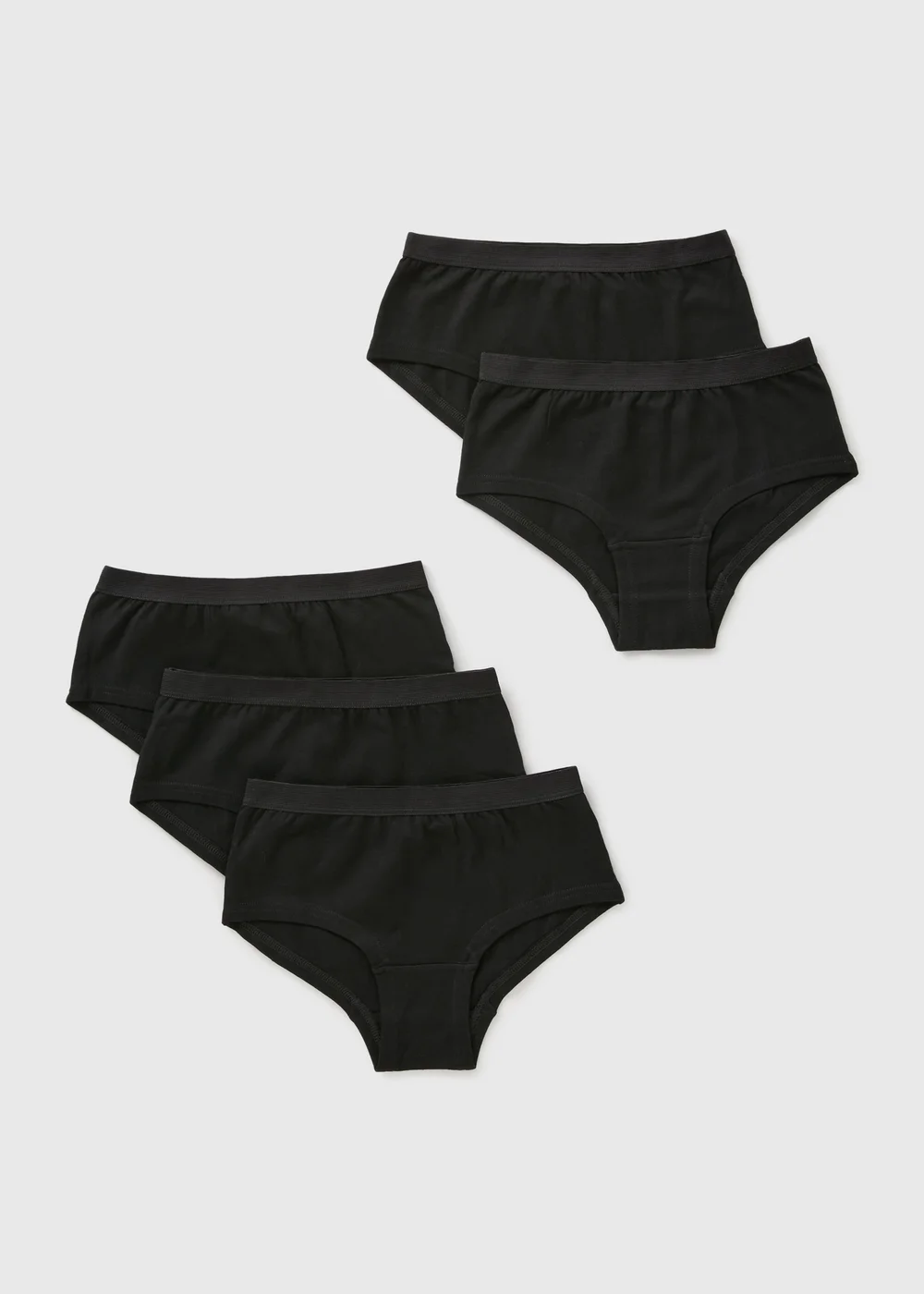5 Pack Girls Black Hipster Briefs (6-14yrs) - Age 6 - 7 Years Image 1