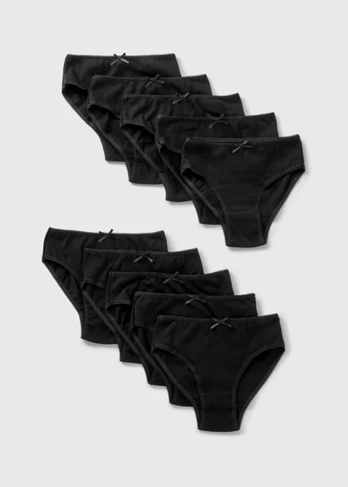 10 Pack Girls Black Briefs (2-13yrs) - Age 2 - 3 Years Image 1