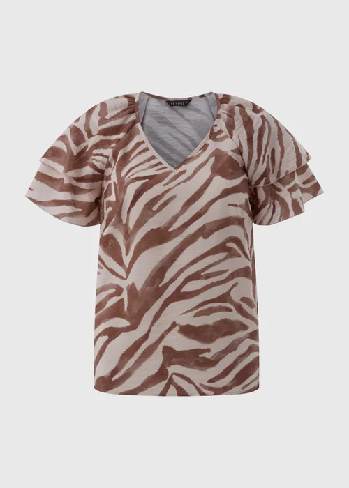 Et Vous Brown Zebra Co-Ord Tea Top - Size 8 Image 4