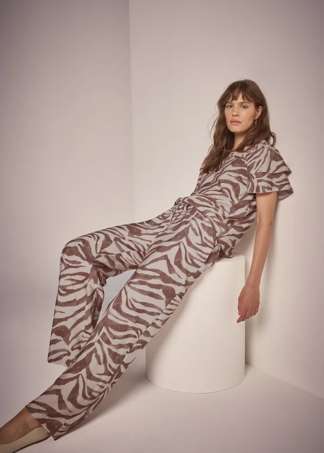 Et Vous Brown Zebra Wide Leg Co-Ord Trousers