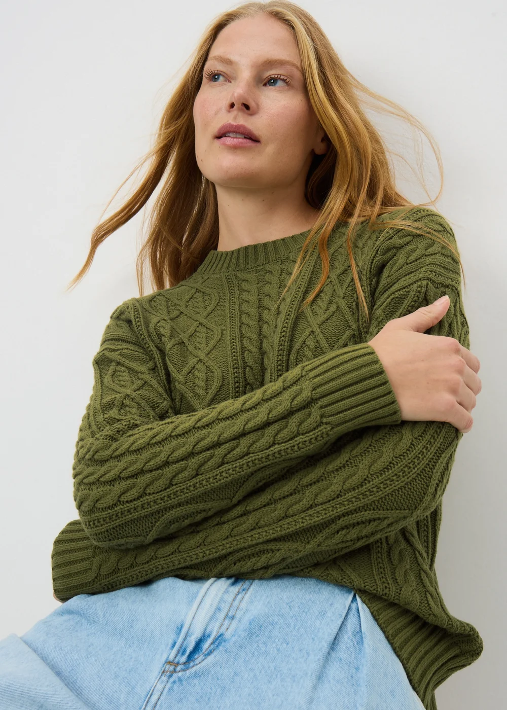 Green Cable Knit Jumper - M Image 2