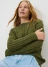 Green Cable Knit Jumper - M Image 2
