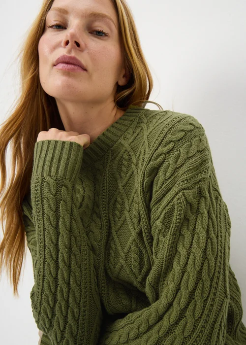 Green Cable Knit Jumper - M Image 3