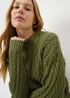 Green Cable Knit Jumper - M Image 3