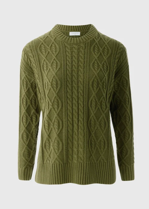 Green Cable Knit Jumper - M Image 4