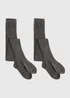 2 Pack Girls Grey Ribbed Tights (4-13yrs) - Age 4 - 5 Years Image 1