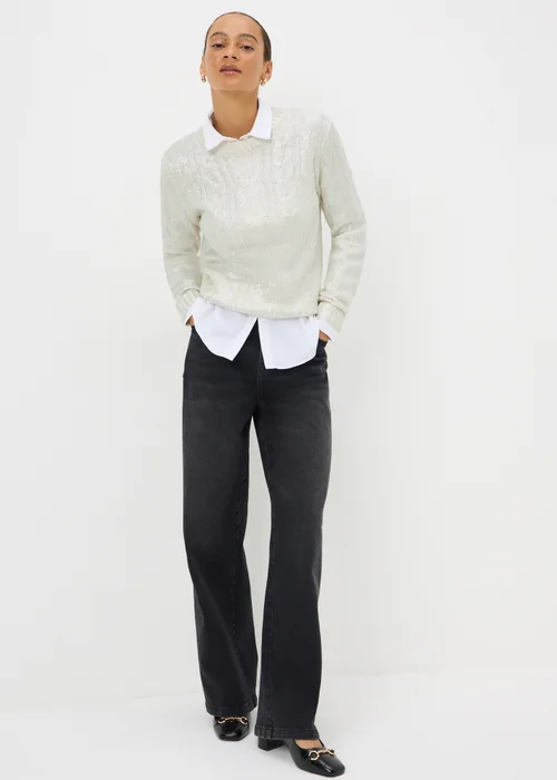 Cream Cable Foil Knit Jumper - XL Image 2