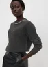 Charcoal Grey Jewel Neck Jumper - XS Image 1