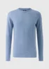 Blue Merino Wool Crew Neck Jumper - Large Image 4