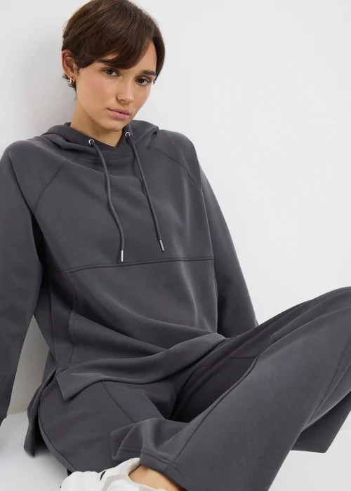 Grey Longline Hoodie - Small Image 1