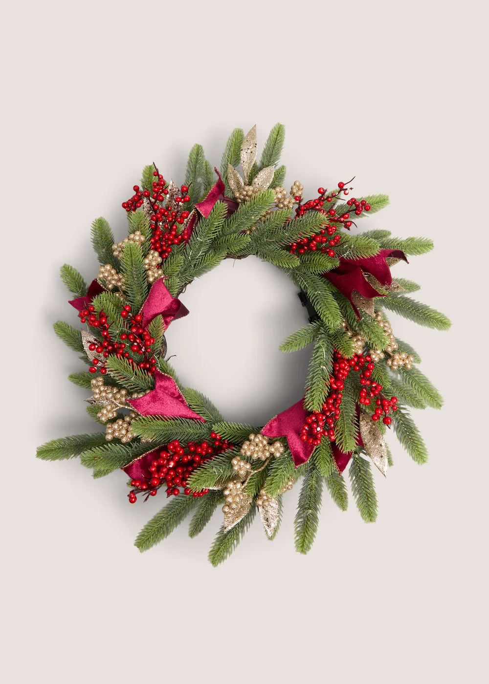 Burgundy LED Wreath Image 1